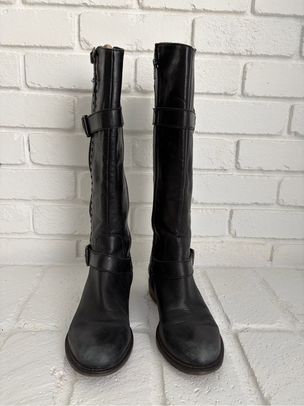 Classic Black Leather Knee-High Boots